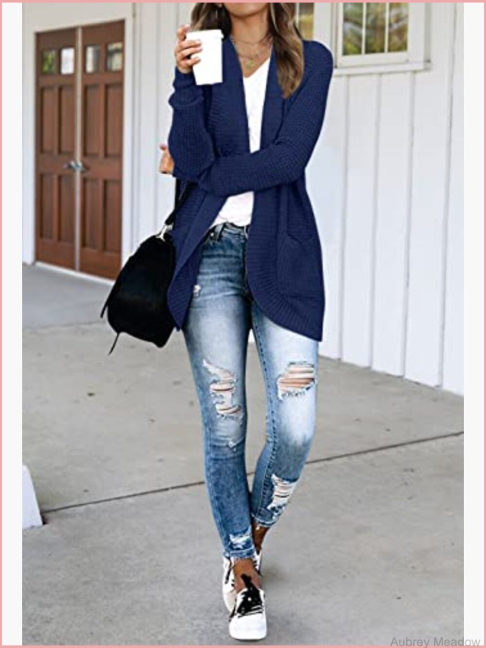 Long Sleeve Open Front Chunky Knit Cardigan Sweater with Pockets - Picture 4 of 7